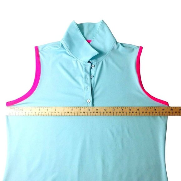 Adidas Women's Sleeveless Golf Polo Top Size L Blue and pink. - Picture 11 of 12